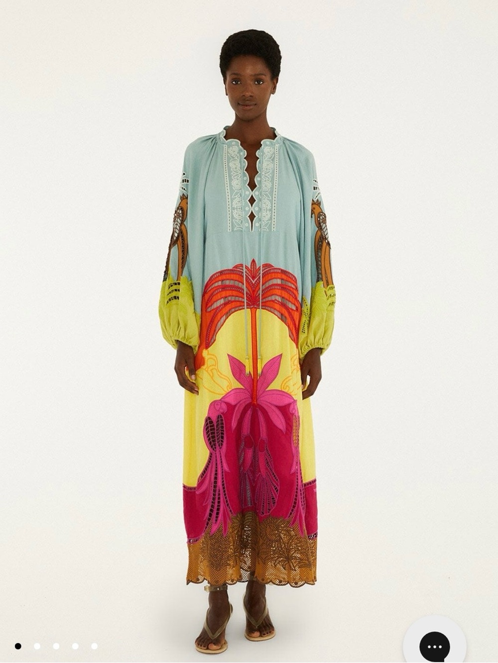 FARM Rio Multicolor Floral Maxi Dress - Aqua, Yellow, Pink - Picture 1 of 8